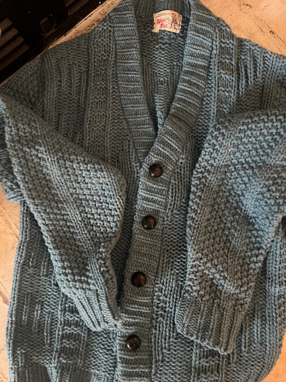 Vintage Wool blend Glen Dee Chunky Cardigan Sweater - Blue
